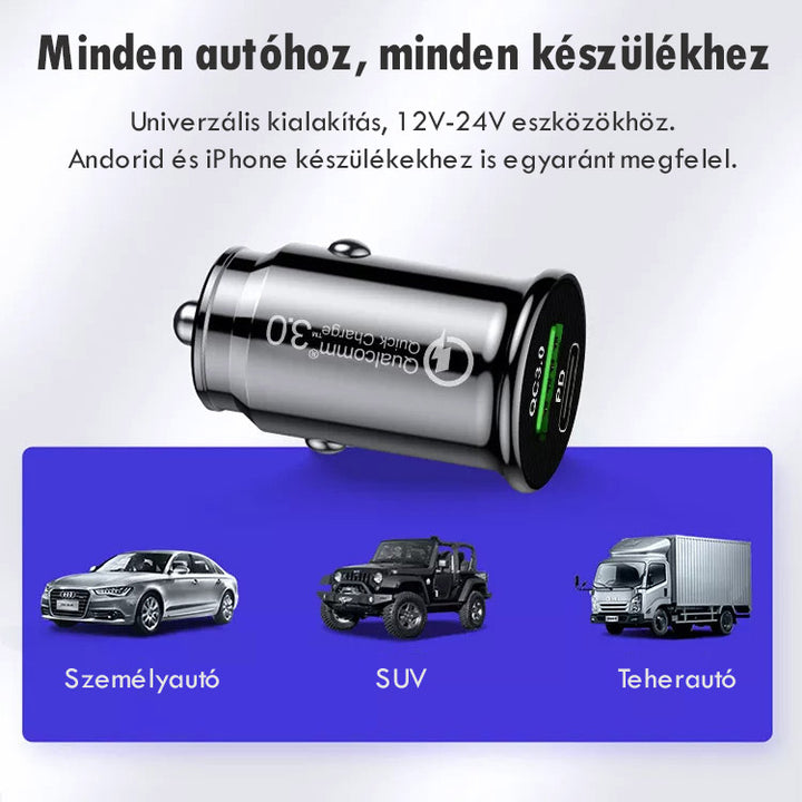 Szivargyújtó töltő adapter 18W